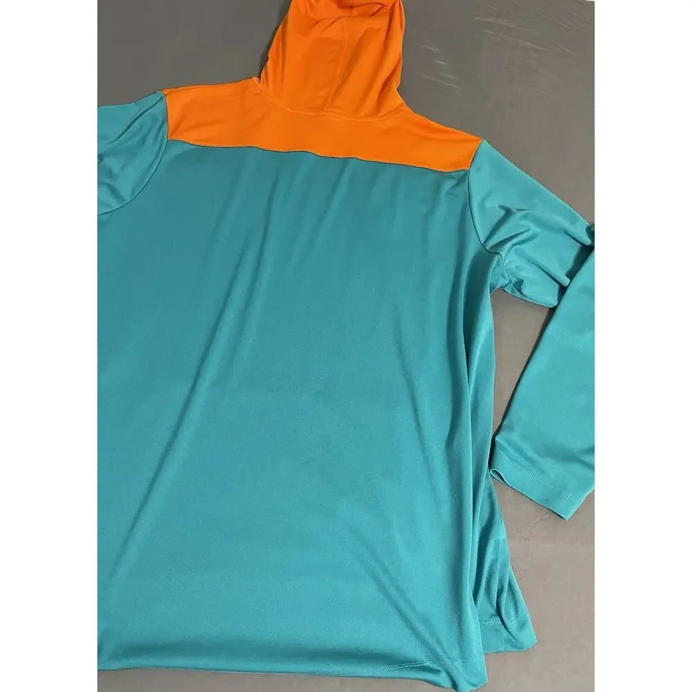 Nike NFL Miami Dolphins 2XL Teal Orange Pullover Hoodie Light Breathable